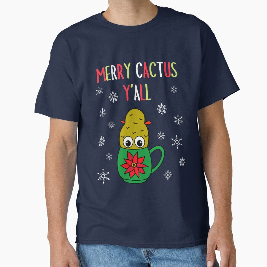 Merry Cactus Y'all - Small Christmas Cactus In Poinsettia Mug by DreamCactus