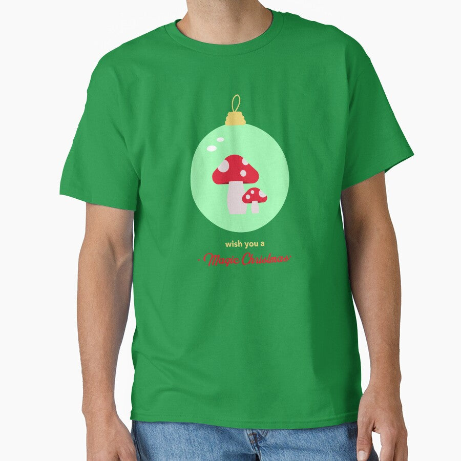Wish you a Magic Christmas, magic mushroom, Christmas tree decoration, Funny christmas tee, funny mushroom tee, for mushroom hunters by MushroomHunters