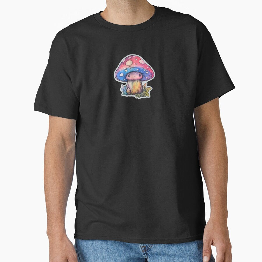 Sad Anime Mushroom | Black Watercolour | Happy, Cute, Nature, Kawaii, Woods, Forest by FantasySoul
