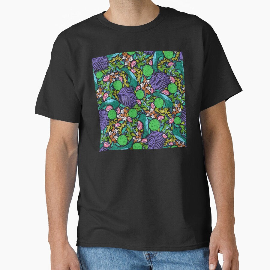 Neon-Hues Tropical Breadfruit and Jungle Leaves Pattern by DEC02