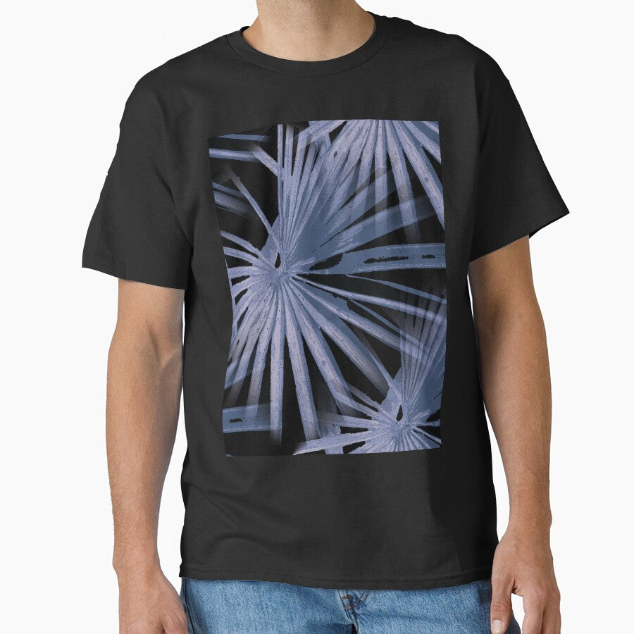 Blue on Black Tropical Vibes Beach Palmtree Vector by taiche