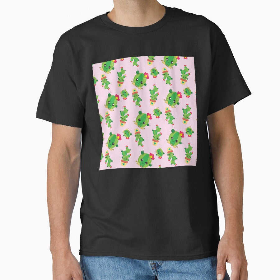 Cute Cactus Seamless Pattern on Pink Background Notebook by FestivityFinds