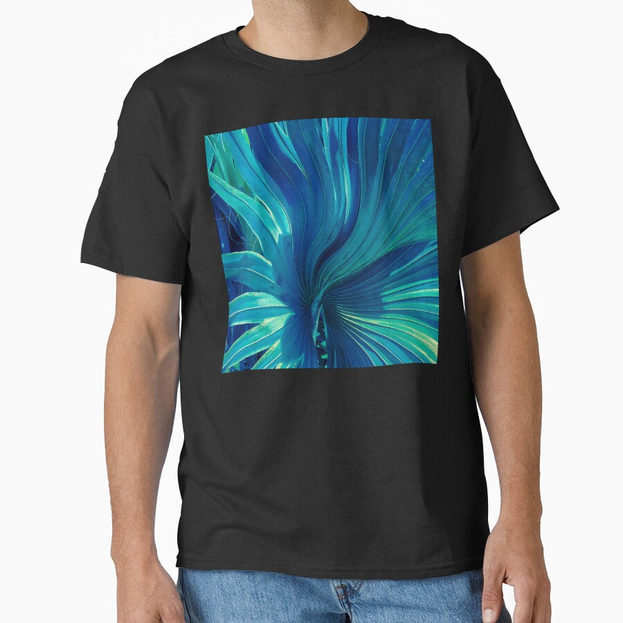 Exotic Blue Green Palm Leaf Contemporary Abstract Art by DEC02