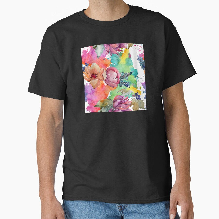 Contemporary Floral Bouquet in Pastel Watercolors Print by DEC02