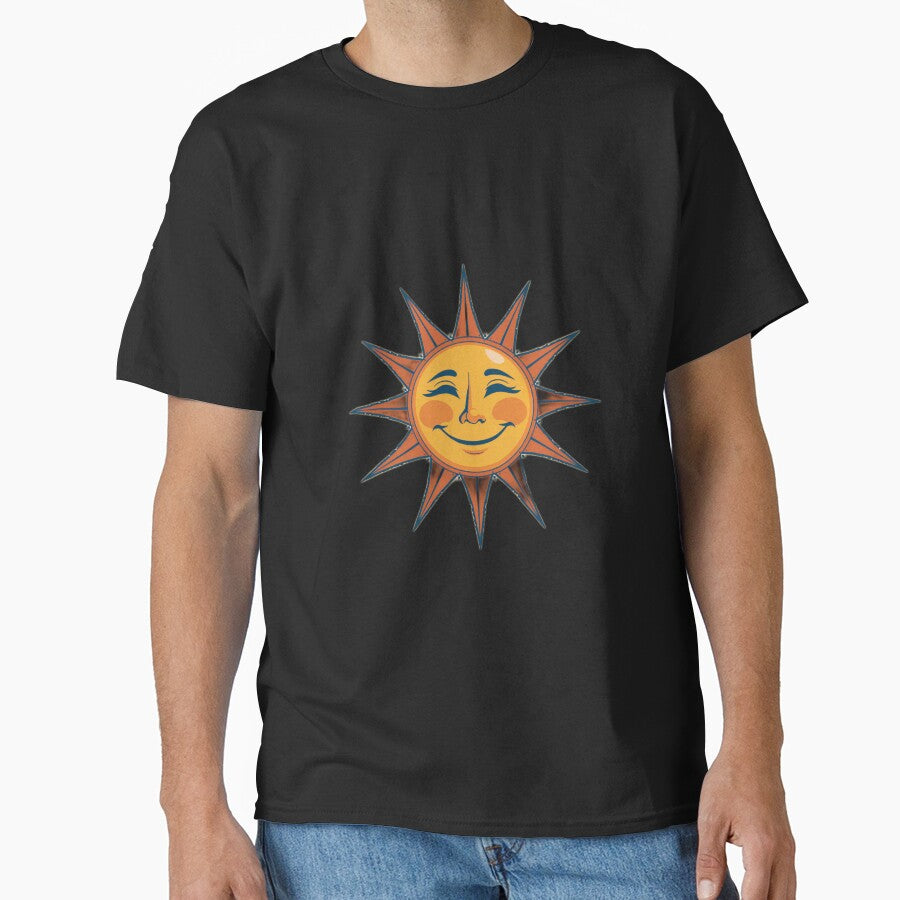 Smiling Sun Face Retro Vintage Illustration Happy Sunshine by DigitalStudioZT