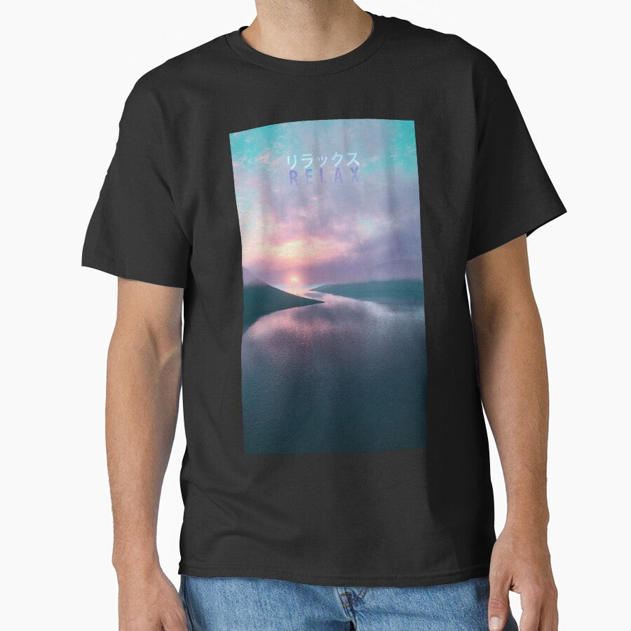 Relax (Japanese) Vaporwave Aesthetic Sunset Over Water by CoitoCG