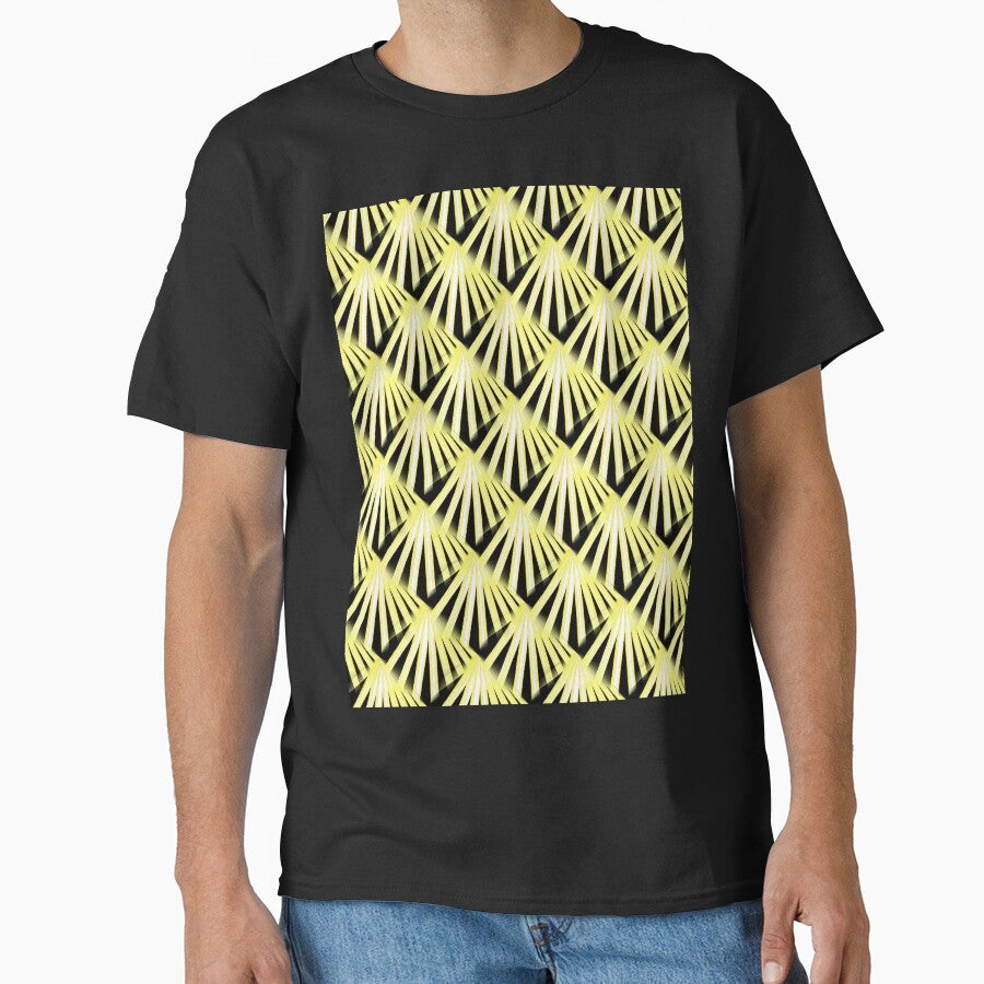 Art Deco Tropical Beach Palm Vacation Yellow On Black by taiche
