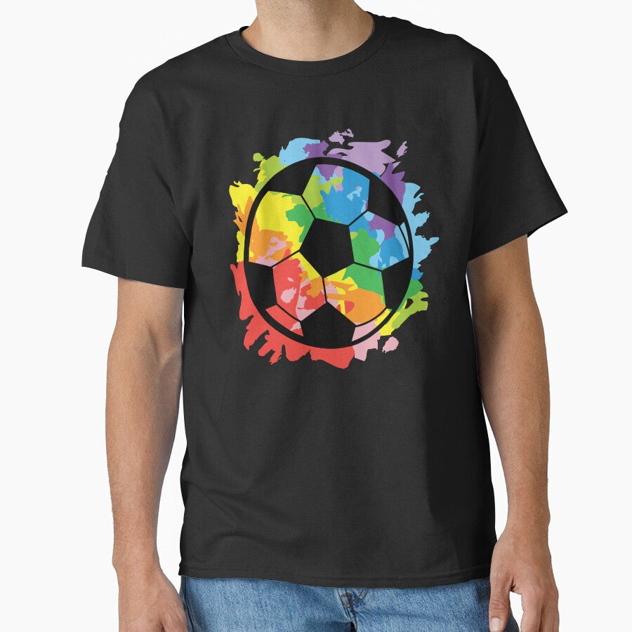 Pride Month rainbow LGBTQIA colorful rainbow splatter soccer ball by Jdawnink