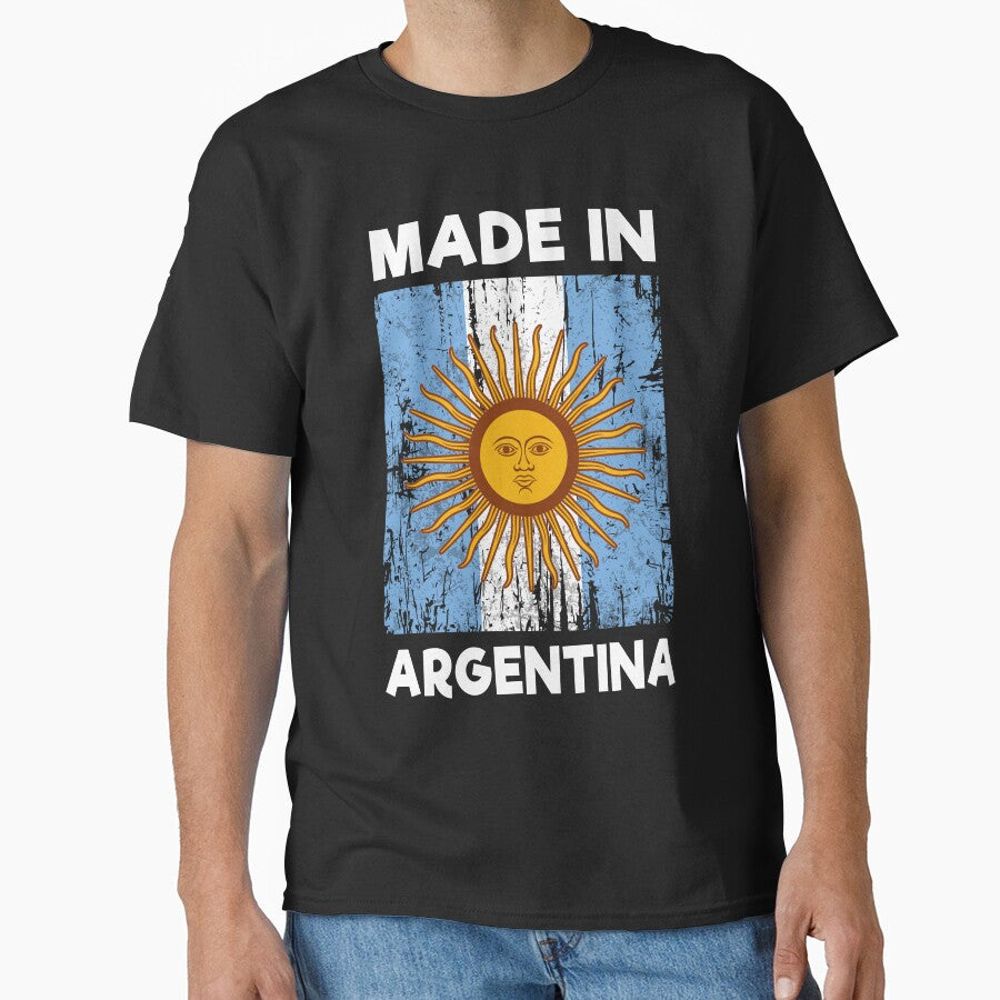Made In Argentina Vintage Distressed Flag Sol de Mayo Pride by Dmetalx Art Apparel