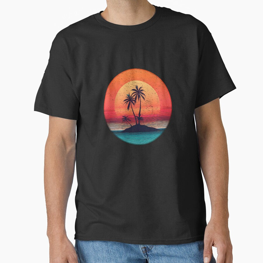 Retro sunset over palm island by analogsandpixel