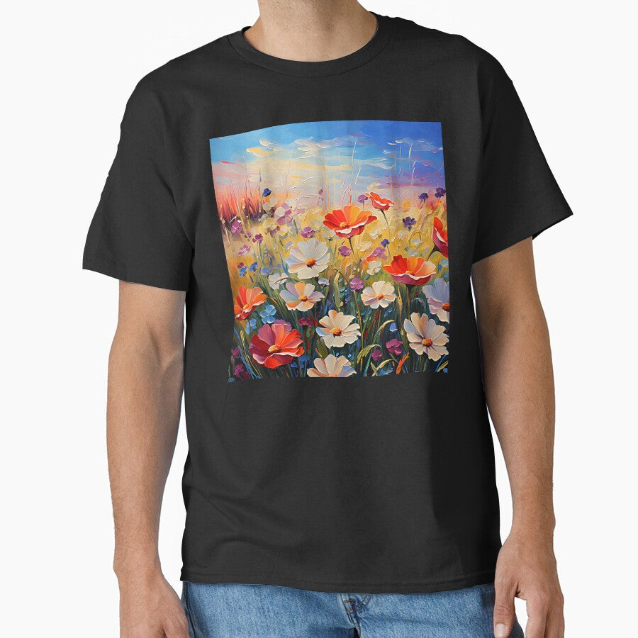 Joyful Field Of Colorful Flowers Impressionist-Style Art by DEC02