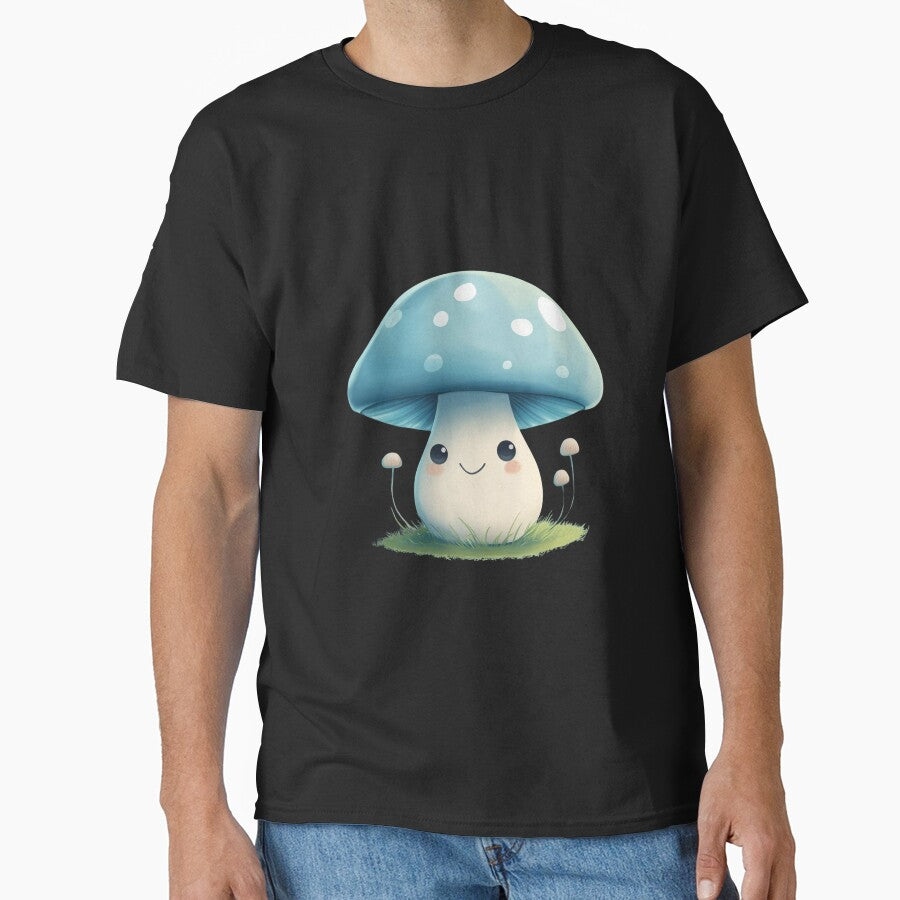 Cheerful Blue Mushroom - Whimsical Nature Delight by Shirtlify