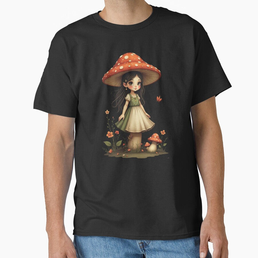 mushroom girl in a harsh world classic tshirt by anandsiva2703