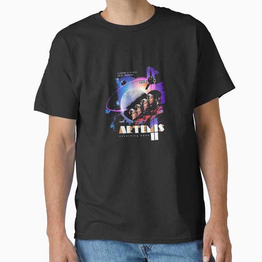 NASA Artemis II Retro Poster Front Shirt Design T-Shirt_86007952 by Kat Langworthy