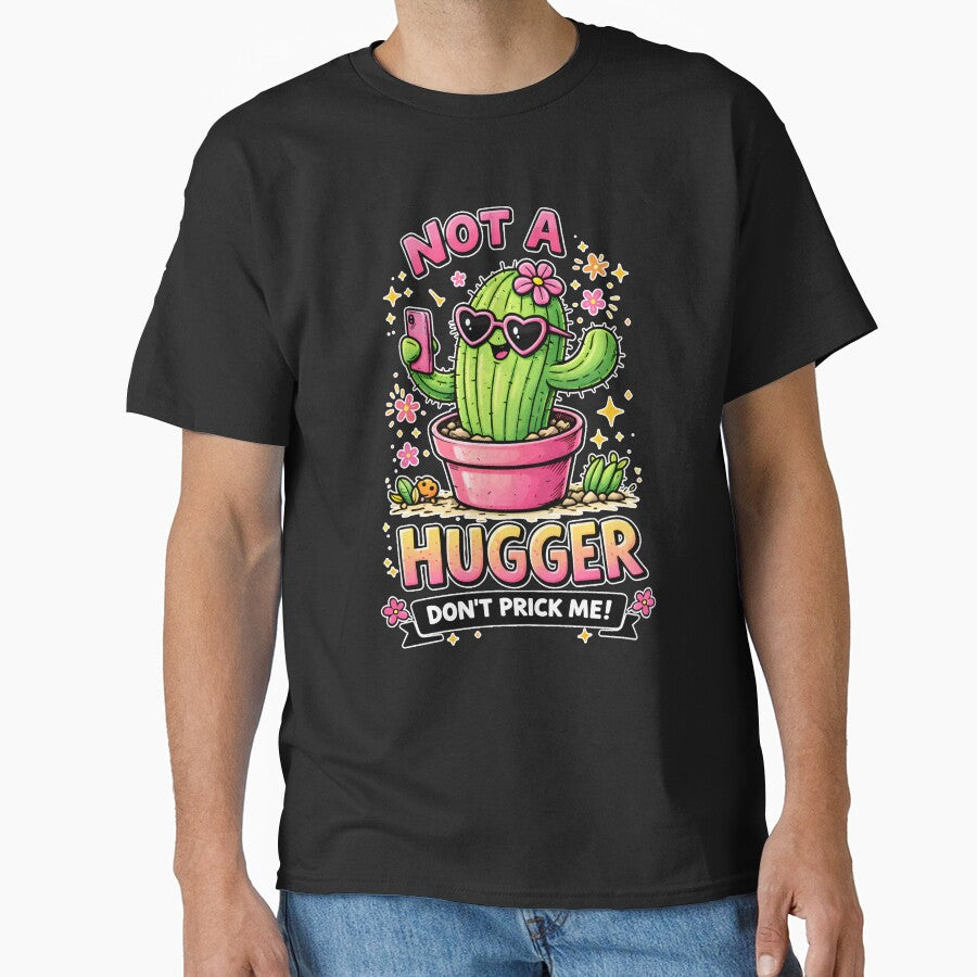 Funny Not a Hugger Cactus Introvert Pun by Mr Lee