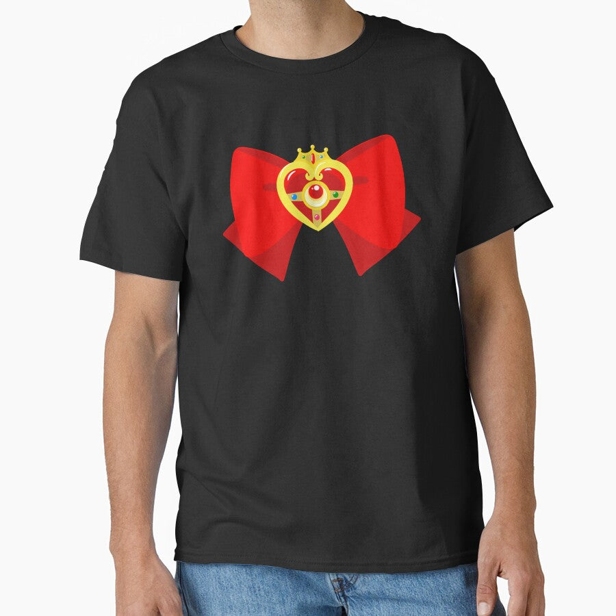 bow and red heart brooch, sailor moon by yessebel