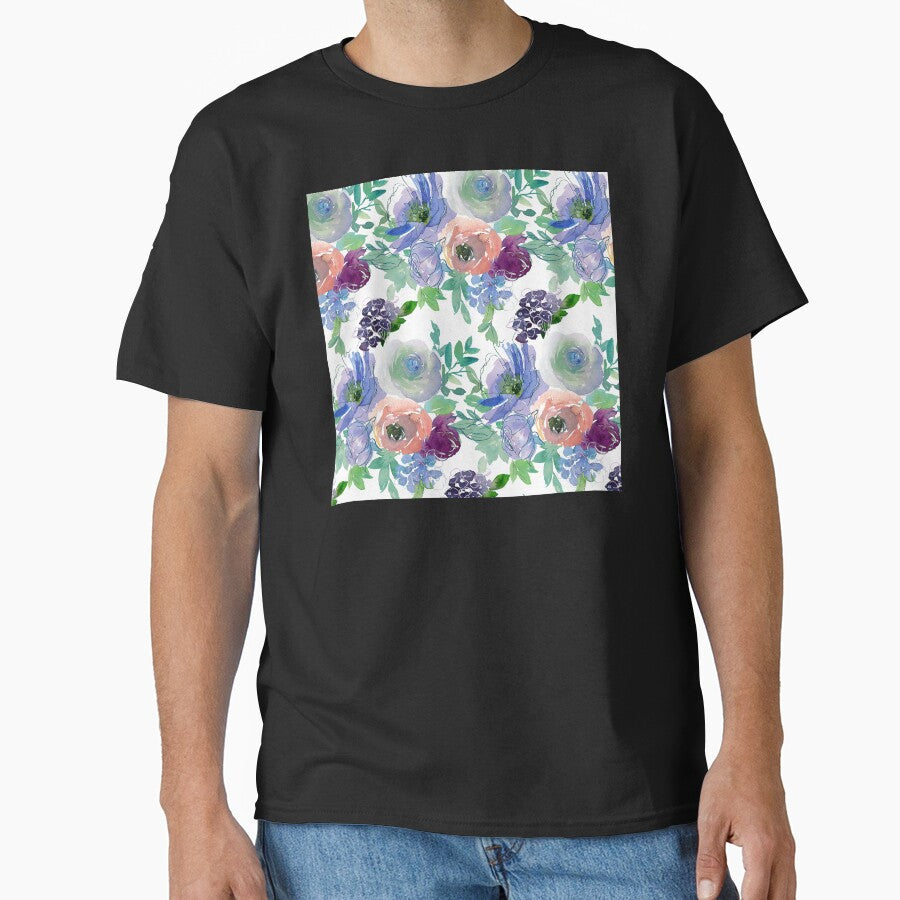 Blue, Violet And Pink Floral And Leaf Pattern by DEC02
