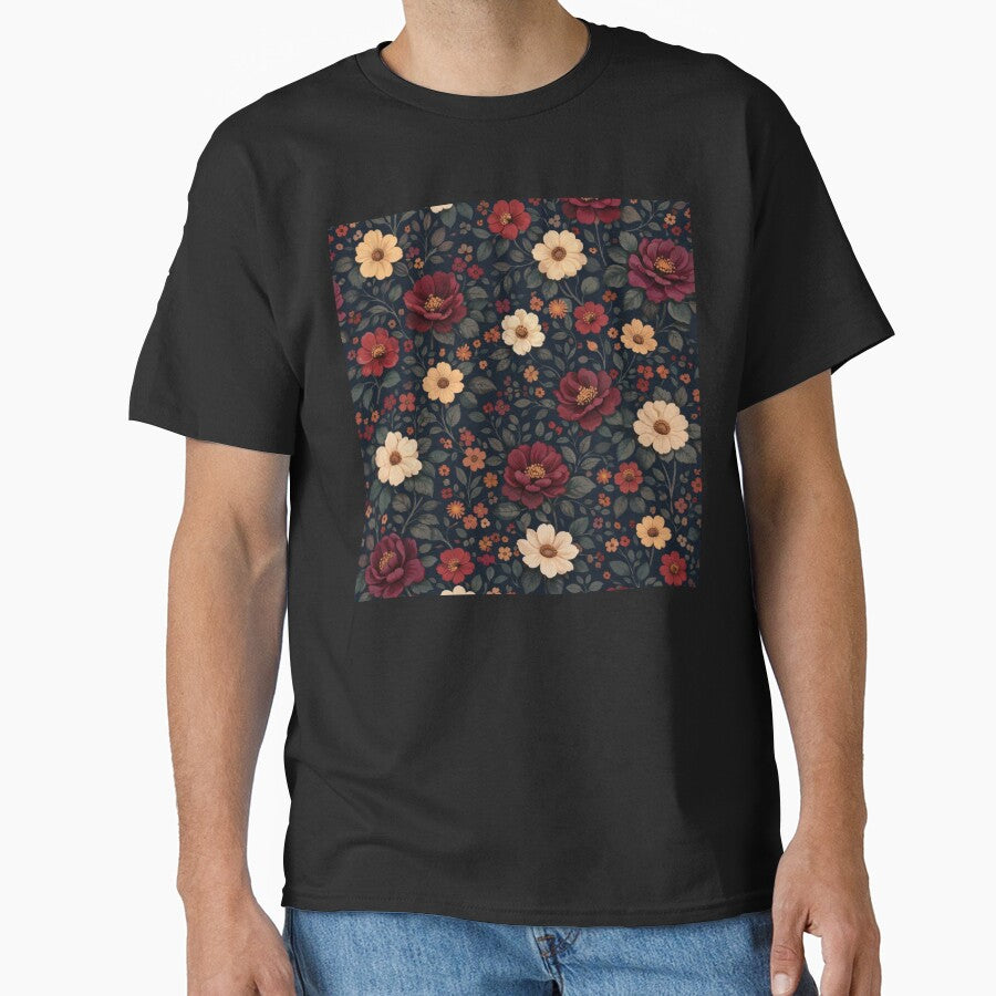 Dark floral botanical pattern – vintage boho flowers tote bag design by ZEYCAT