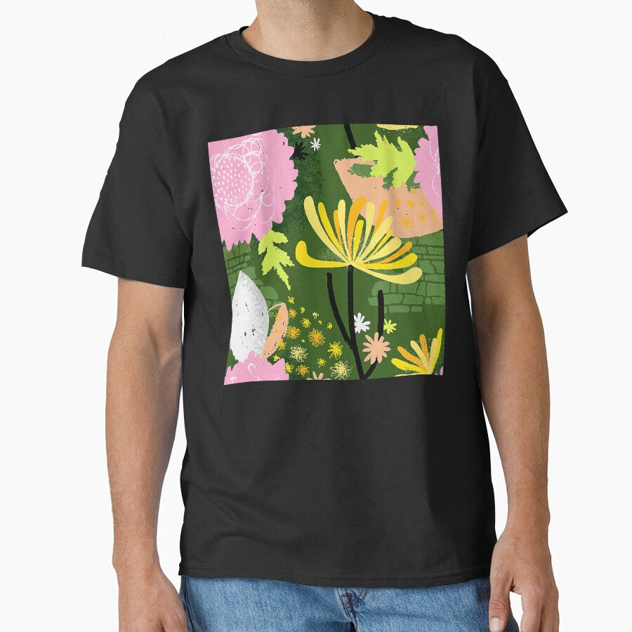Pink, Green And Yellow Abstract Floral And Leaves by DEC02