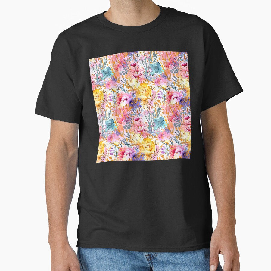 Abstract Floral Designs In Pink, Aqua And Yellow by DEC02