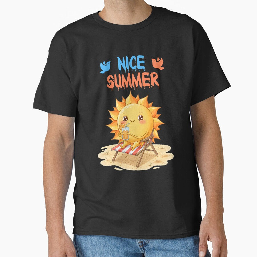 Summer Sun Lounge Cute Cartoon Sun with Sunglasses – Fun Summer Beach Vibes Illustration by Unlimited-Style