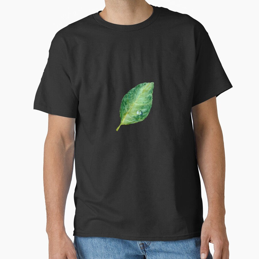 Green leaf a watercolor illustration black by Yana Mustafina | Boho Soulful Designs
