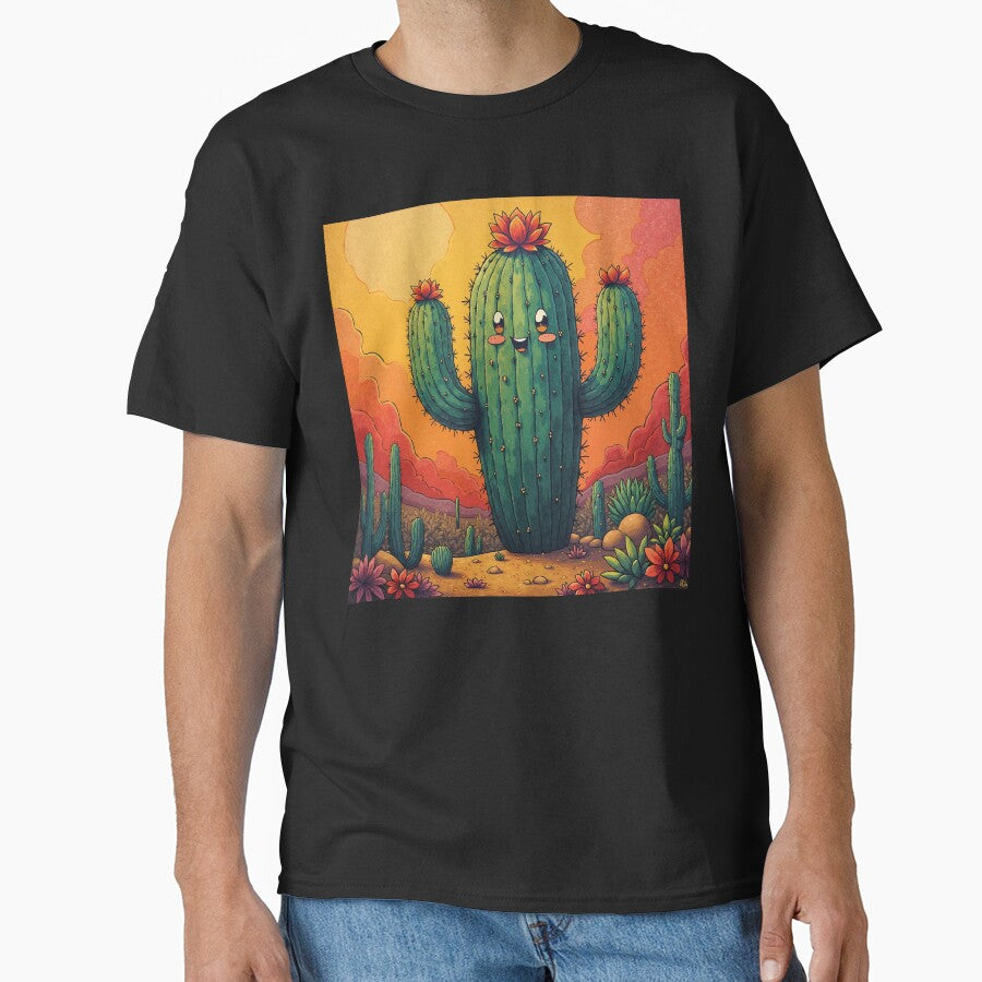 Happy Smiling Desert Cactus by JonelleTshirts