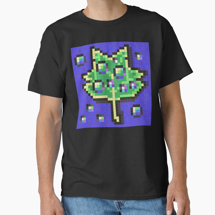 Green Leaf With Water Droplets Pixel Painting by CozyPixelFluff