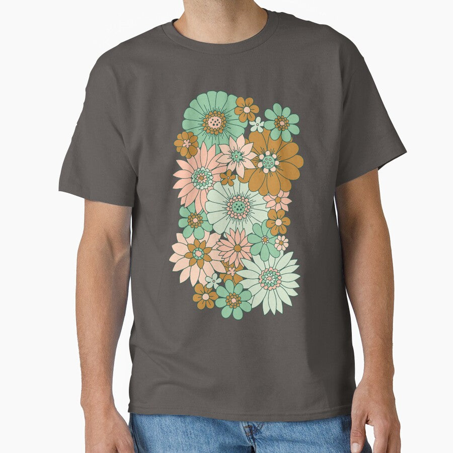 Retro Daisies in Blush + Jade by latheandquill