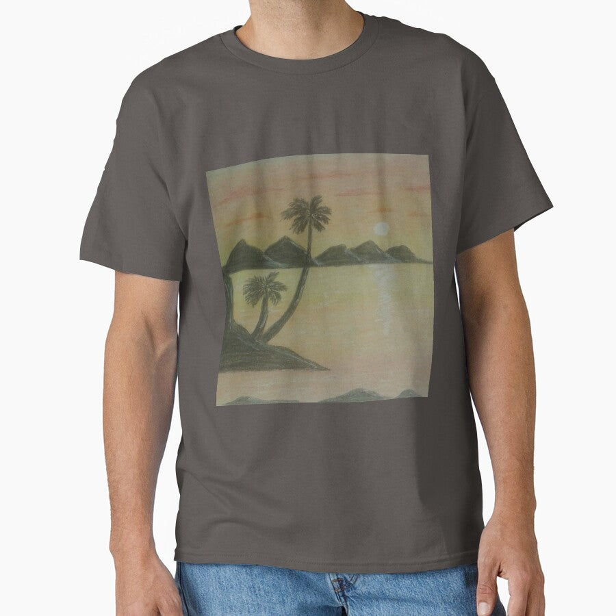 Beautiful drawing sunset with palm trees by faridman