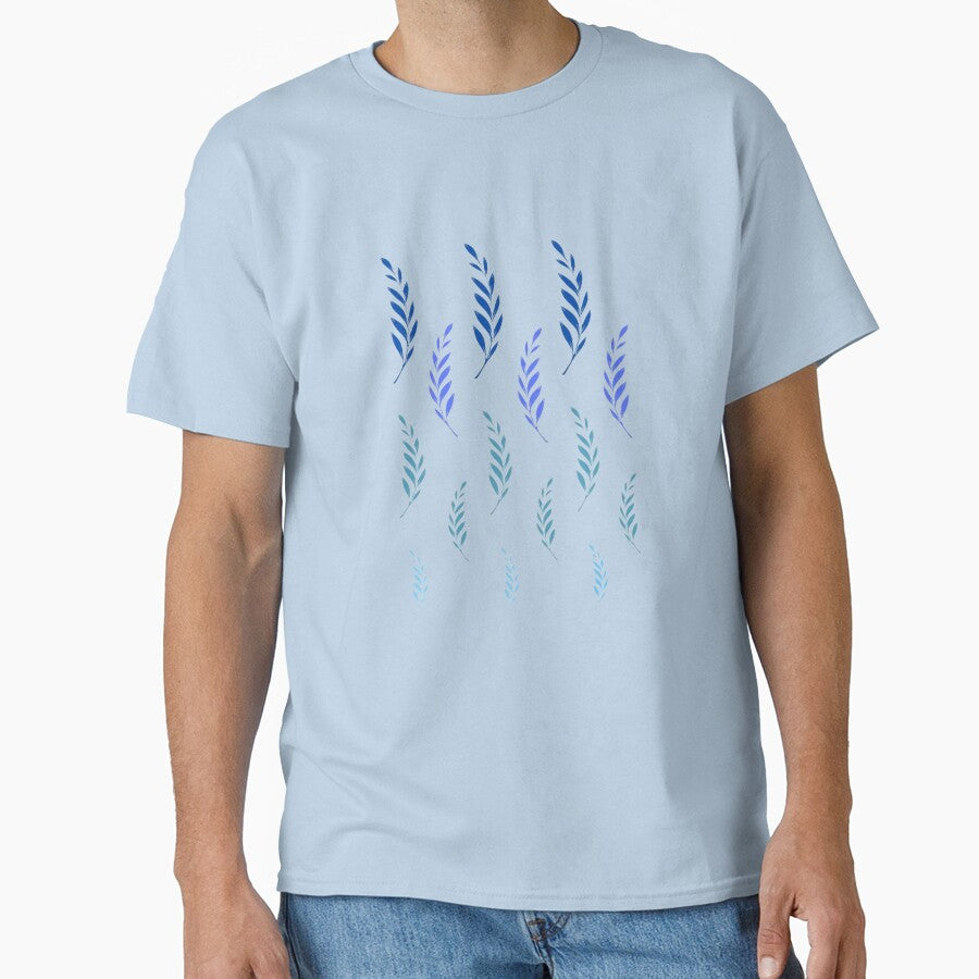 Blue Leaves Pattern, Blue Leaf Set, Leaf Motif, Vibrant Gradient Leaves by Art Shimmers