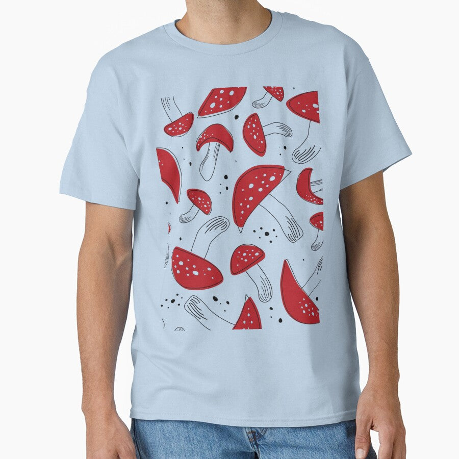 red mushroom pattern classic tshirt by anandsiva2703