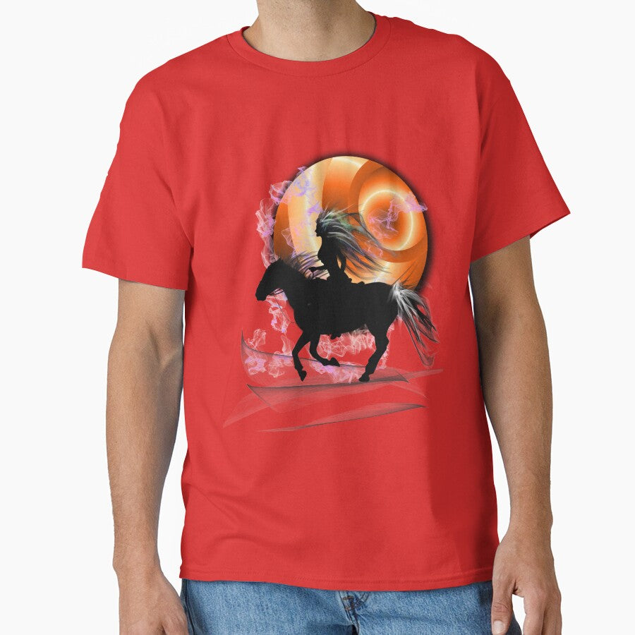 cowgirl rider in sunset graphic art by Stephani Analah