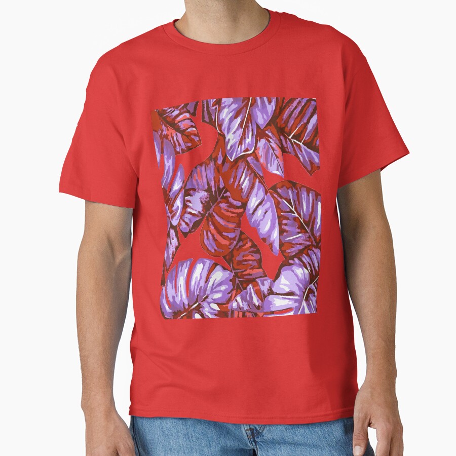 Tropical Leaves Of Banana and Monstera Blue Red Orange Cut Out by taiche