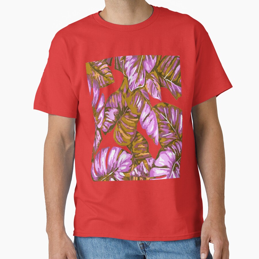 Tropical Leaves Of Banana and Monstera Lilac Ochre Cut Out by taiche