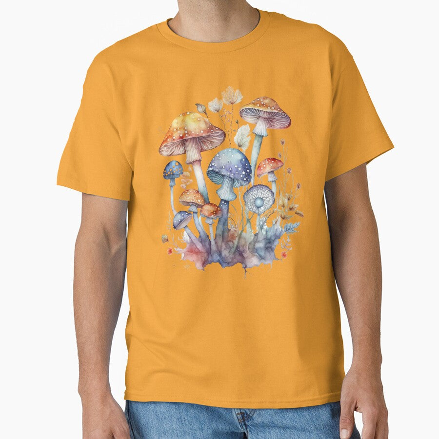 water color Mushroom design of nature blooming mushrooms by Victornewyork