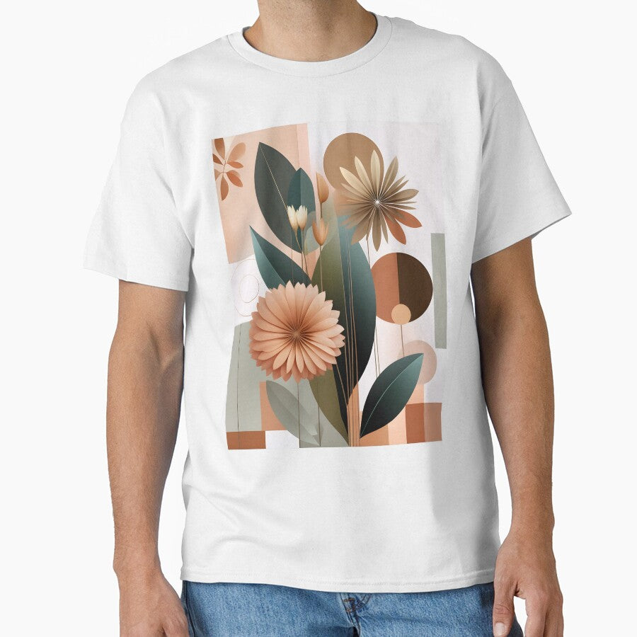 Mid Century Botanical Retro Geometric Leaves  Florals  Terra Cota Green by Prints and Lifestyle