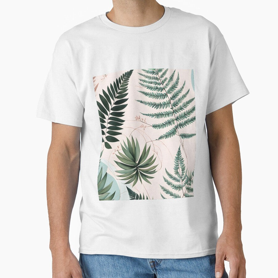 Mid Century Botanical Retro Geometric Leaves  Florals  Peach,  Green by Prints and Lifestyle