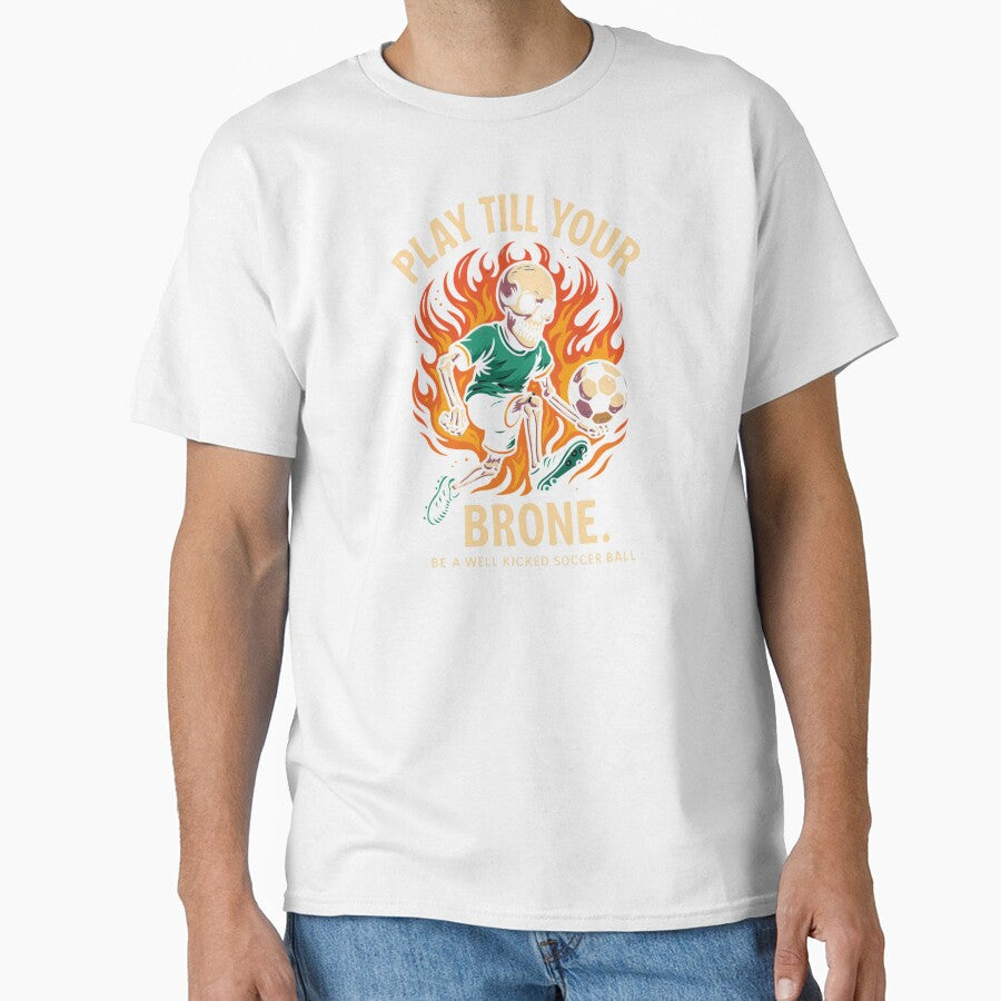 Play Till Your Bone Soccer Skeleton – Funny Fiery Football by Dezyra Clothing