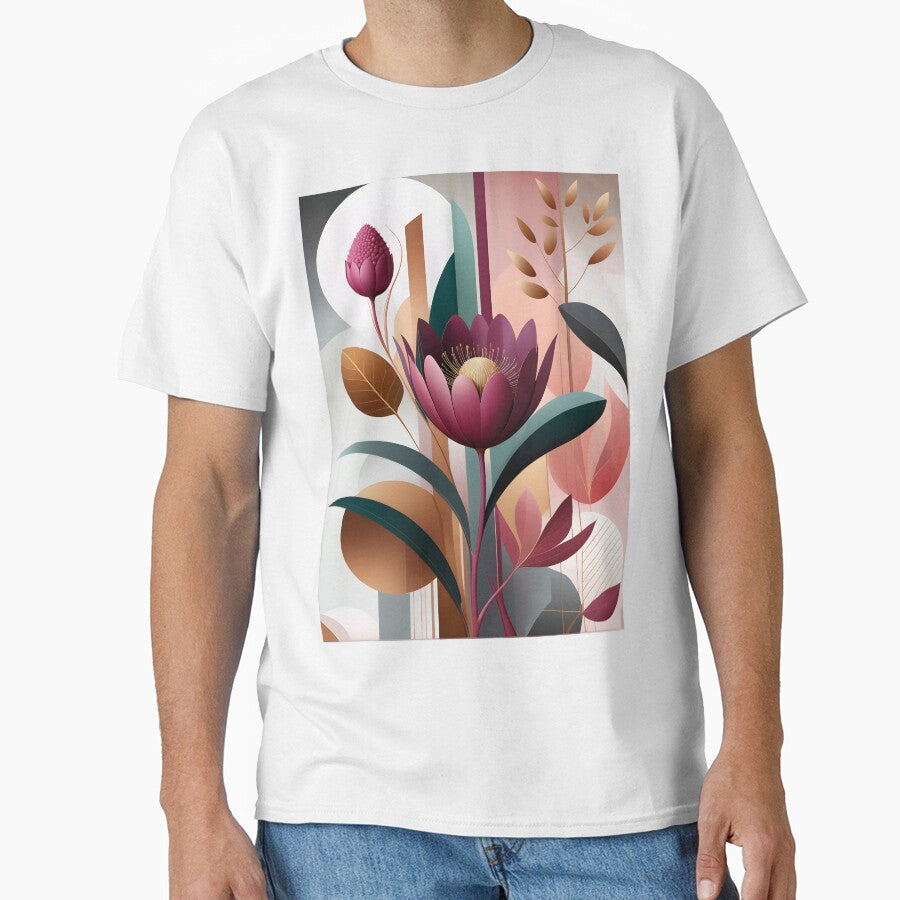 Mid Century Modern Abstract Botanical  Floral Pattern Berry, Gold #2 by Prints and Lifestyle
