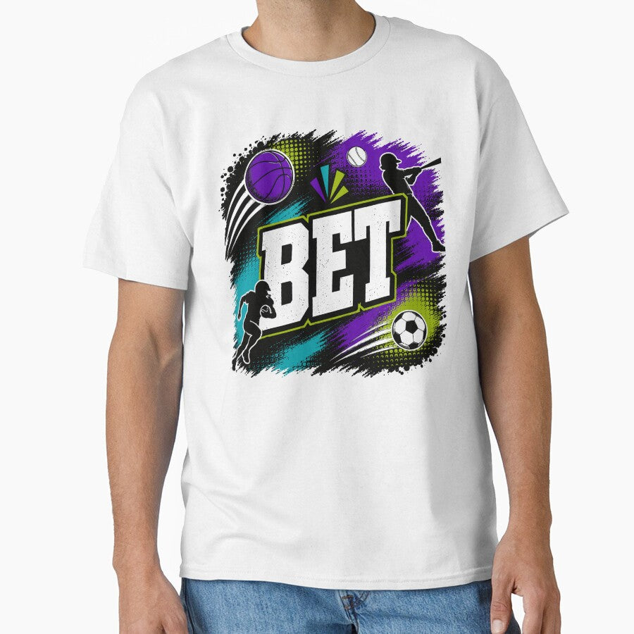 Bet Bold Multi Sport Grunge Graphic Tee by Electric Penny Studio