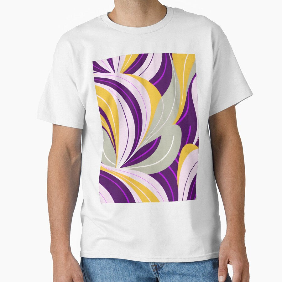 Mid Century Modern Abstract Botanical Yellow, Lilac by Prints and Lifestyle