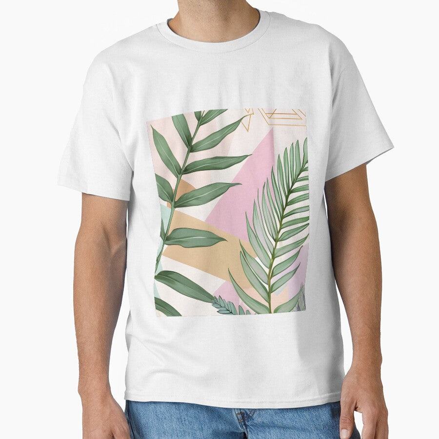 Mid Century Botanical Retro Geometric Leaves  Florals  Violet,  Green by Prints and Lifestyle