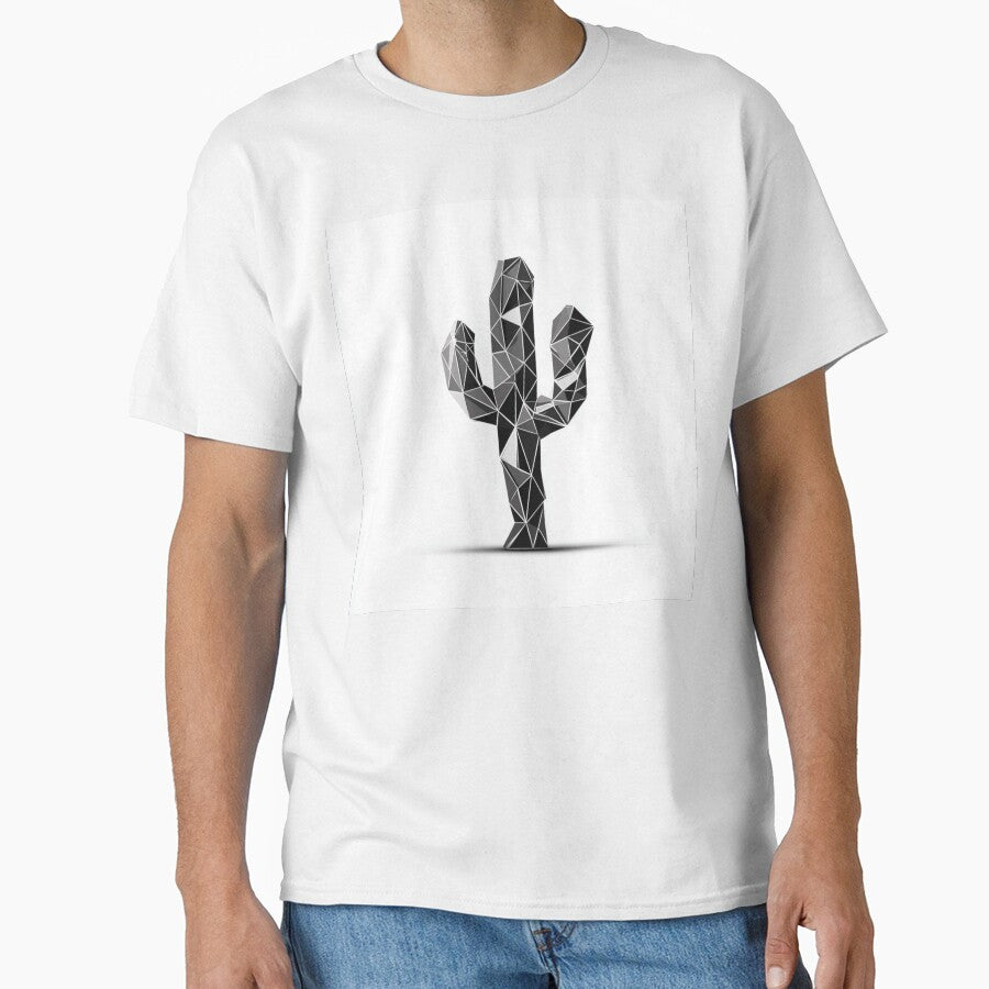 Bold Geometric Cactus Black | Minimalist Desert Plant Art by TypoArtPrints