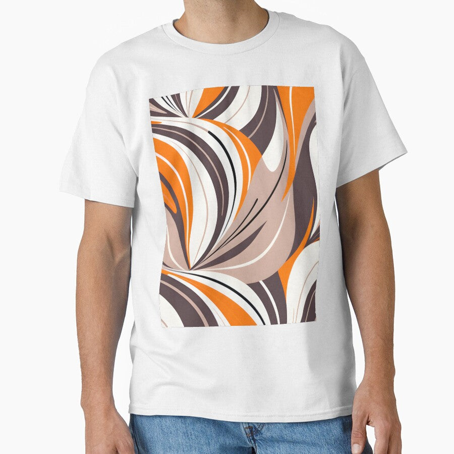 Mid Century Modern Abstract Botanical Taupe, Tangerine, Brown by Prints and Lifestyle