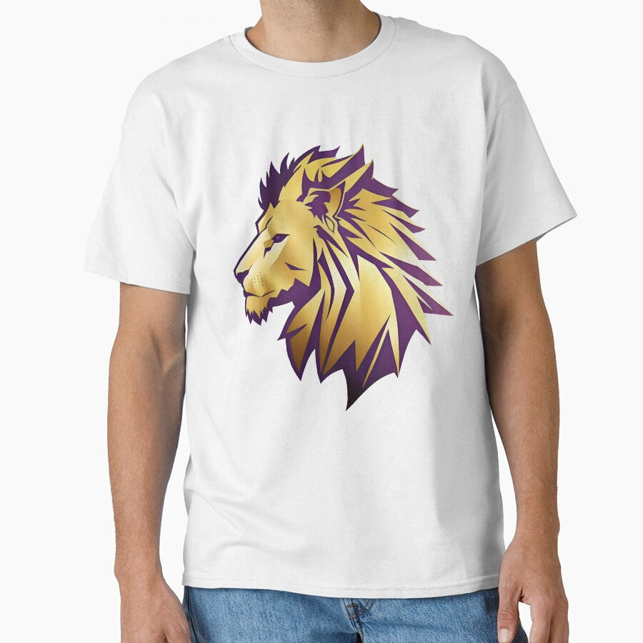 Vibrant gold and purple Lion head- perfect college or high school mascot look by KERaney