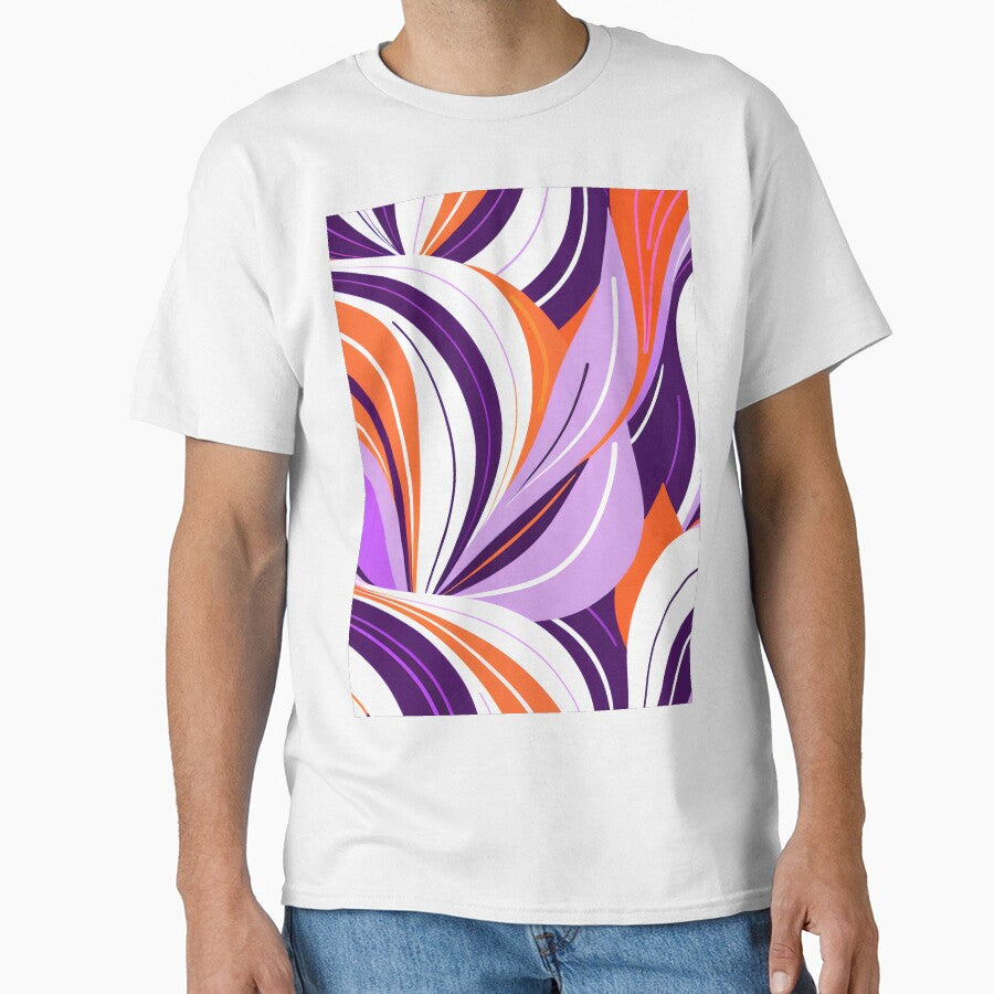 Mid Century Modern Abstract Botanical Tangerine, Lilac by Prints and Lifestyle