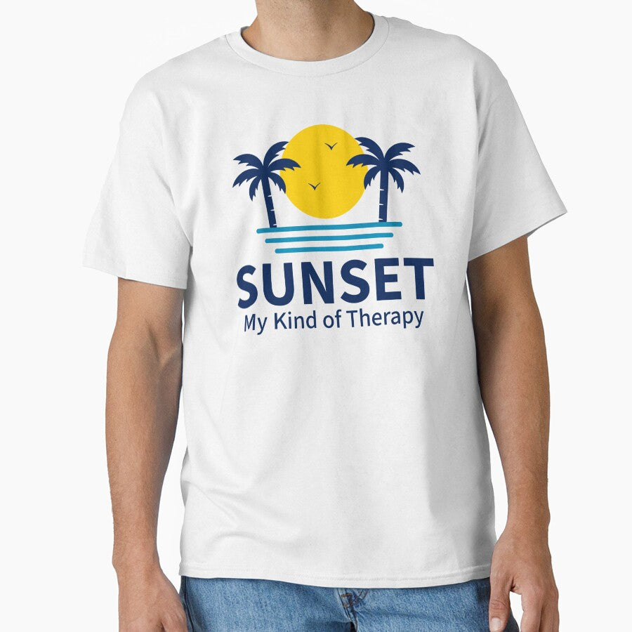 Sunset My Kind of Therapy - Beach Sunset Tropical Palm Tree Quote by Shape Snip Studio