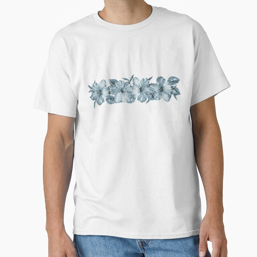 Lanai Distressed Hawaiian Hibiscus - Steel Blue by DriveIndustries