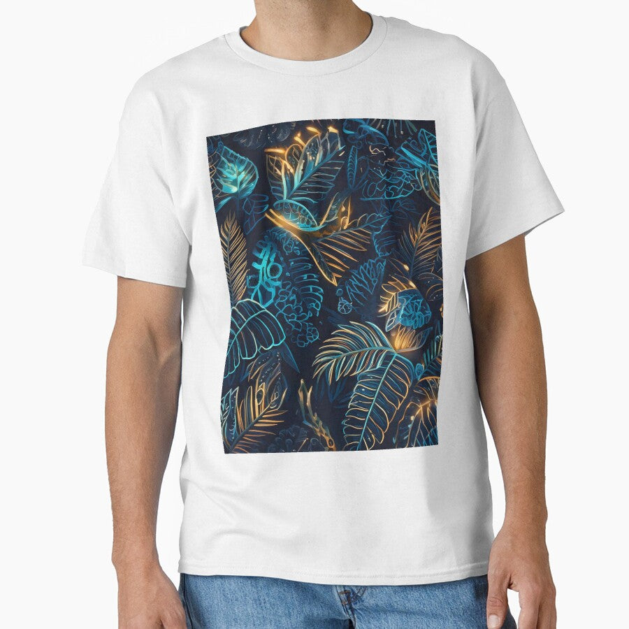 Tropical Hawaiian tribal motifs with glowing neon accents by Designbes